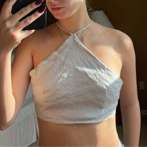 Zara White Halter Crop Top